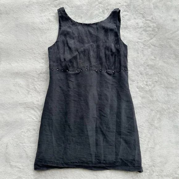 Vintage 90s Black 100% Silk Floral Mini Dress, LBD - Picture 1 of 9